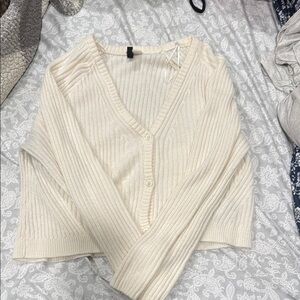 H&M cream/yellowish ribbed cardigan